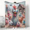 Reversible Chicken Print Flannel Fleece Blanket Soft Warm All Season Throw Sofa Office Camping Travel Polyester Blanket