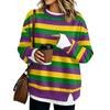 Women's Fashion Casual Striped Long Sleeve Sweatshirt Two-Piece Loose Fit Pullover Top
