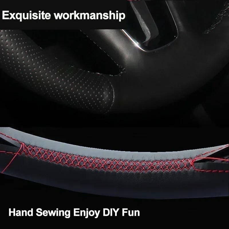 HuiER Hand Sewing Car Steering Wheel Cover Interior Accessories for Toyota Land Cruiser Prado 250 Series 2026 2026 2026