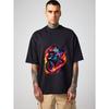 Crewneck T Shirt White Motorcycle Rider with Flame Design for Casual Wear