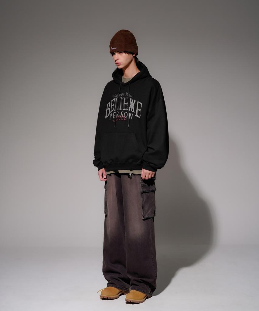 Believe Heavy Cotton Hoodie Black Kmhd6830