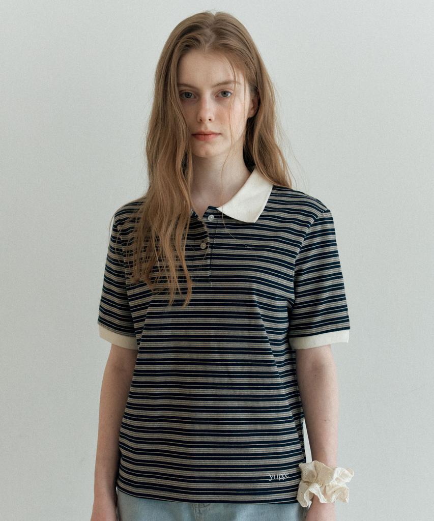 YUPPE Button Stripe T-Shirt_Navy