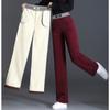 Lamb Fleece Warm Wide Leg Pants Winter High Waist Plus Fleece Thick Pants Women's Slimming Straight Slacks Loose Casual Pants