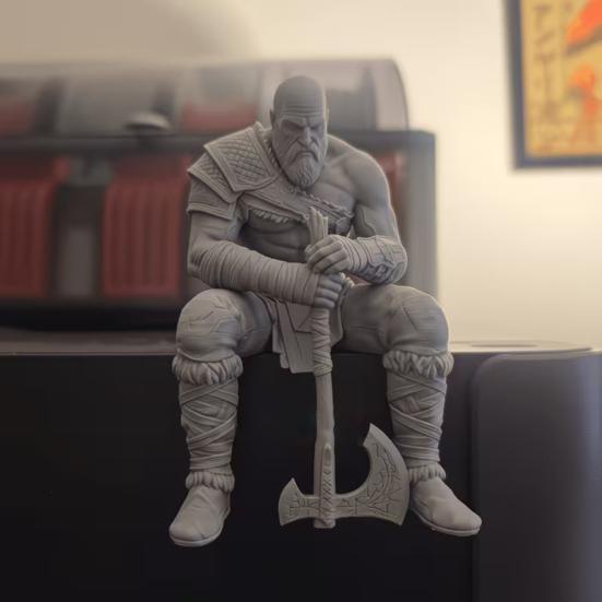 3D Printed Warrior Statue Nordic Mythology Figurine with Weapon Collectible Ornament for Home