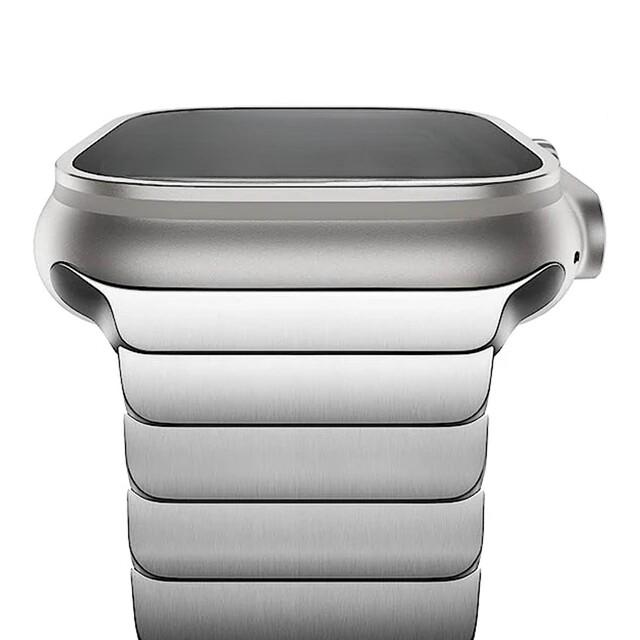 Bracelet Classique de Luxe en Acier Inoxydable Couleur Titane Pour Apple Watch Band Ultra2 49mm 45mm 44mm 42mm 41mm 40mm Maillon IWatch 9 8 7 6 SE 5