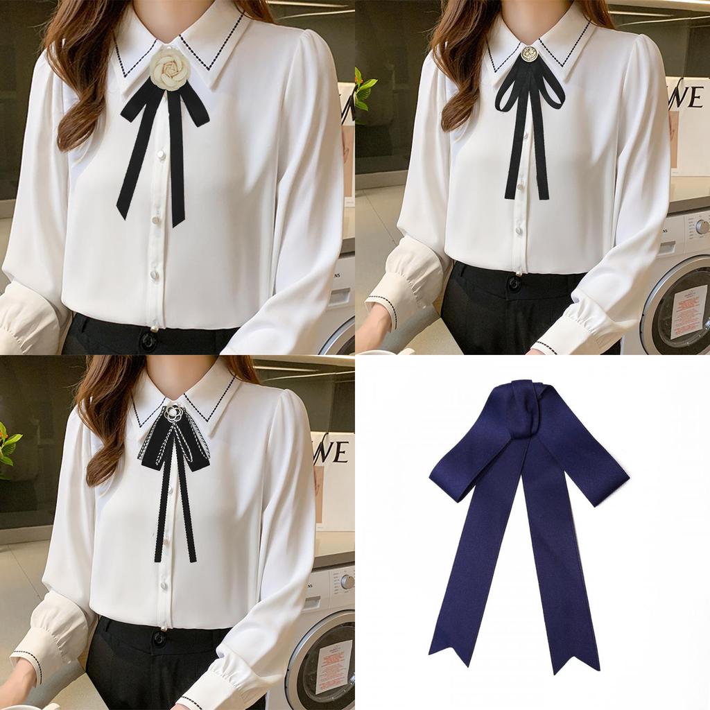 College Style Satin Bow Tie Pin With Alloy Butterfly Design For Women Graduation Accessories