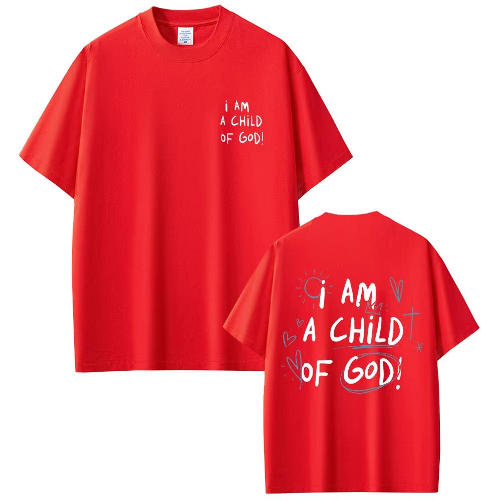 Jesus I Am A Child of God 100cotton Unisexs Shirt ONeck Short Sleeved Christian Religious Womens High Quality Oversized Tshirt