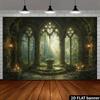 2D Magical Sunlit Forest Ruins Party Backdrop with Stone Arches and Altar