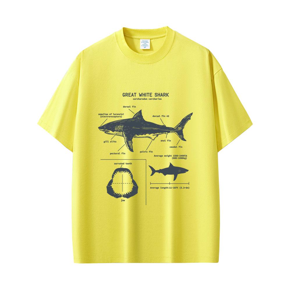 Meereslebewesen Weißer Hai Anatomie Grafik T-Shirt Herren Damen Lässig Oversized Streetwear Herrenmode Vintage T-Shirts
