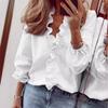 European American Long Sleeved Ruffled Shirt Women's Shirts Spring Summer Soft Blue Pink Black White Comfortable
