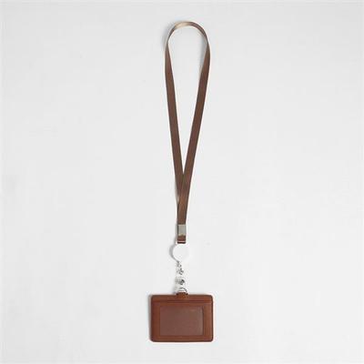 Wallet-type Employee ID Case + Necklace Lanyard (brown) Reel Holder