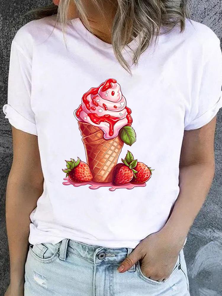 (Asian Size) T Shirt Fashion Sweet Love Trend Cute Female Graphic Casual Short Sleeve T-shirts Tee Women Print Lady Top Clothing