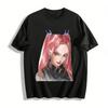 Cyberpunk Style Red-haired Anime Girl Print Top Cool Trendy Streetwear Unisex T-shirt Pure Cotton T-shirt