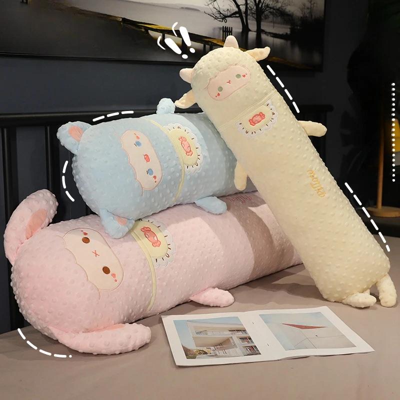 Soft Rabbit Cat Sheep Plush Toy Cartoon Stuffed Animal Long Pillow Cute Fluffy Bed Sofa Cushion for Kids Nursery Room Decor Gift