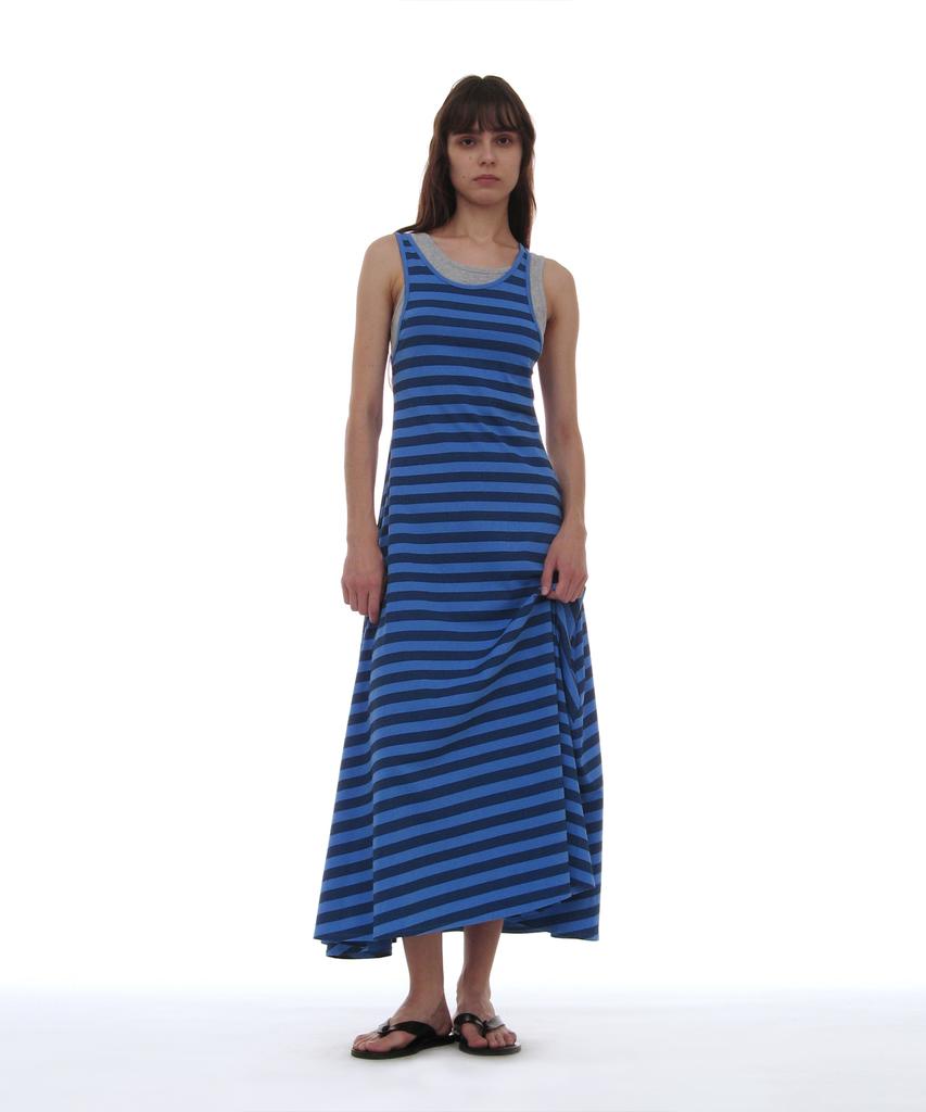 Partimento Woman Pwc Overlay Sleeveless Maxi Dress_Blue Stripe