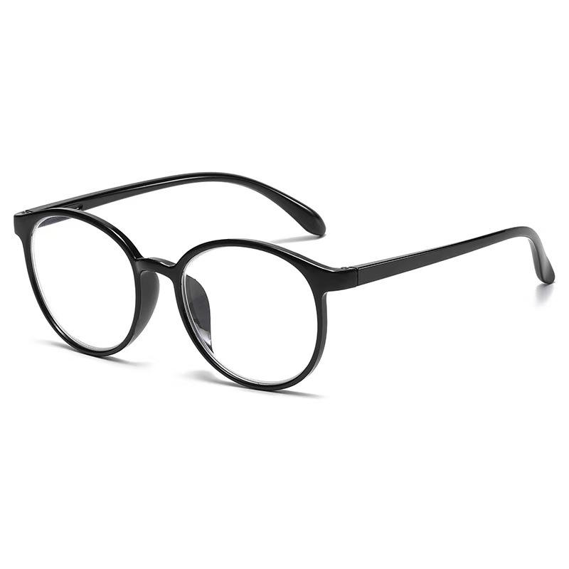 Trendy Korean-Style Women's Anti-Blue Light Glasses, Large Round Frames, Plano Lenses, Prescription Compatible