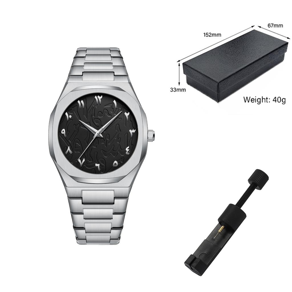 Modern Minimalist Personality Creative All Black Men Watch Arabic Digital Sports Leisure Alloy Men's Watch Unique Design Watch