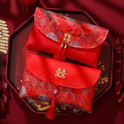 Creative Cloth Blessing Words Money Pocket Chinese Style Large-capacity Luck Red Packets Bag Wedding Red Bag Wedding