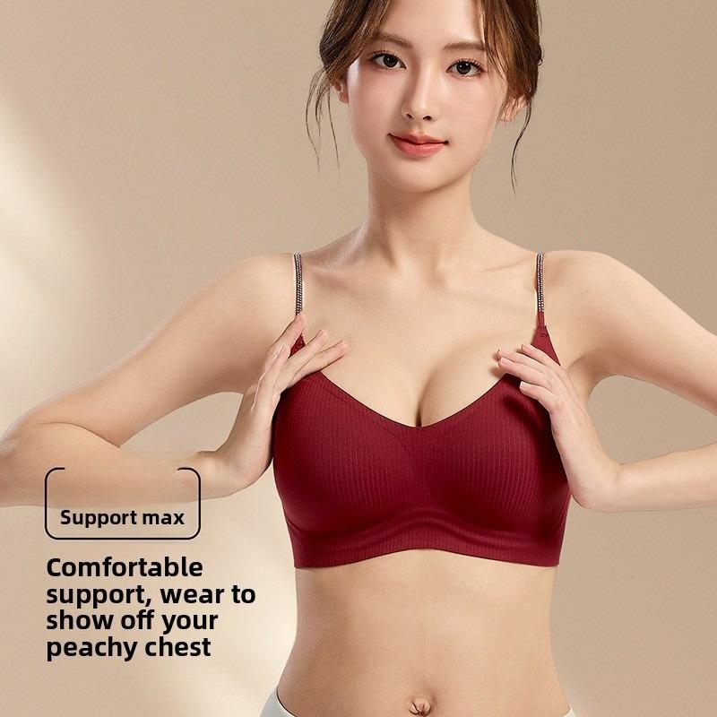 Diamond Thin Strap Soft Support Beautiful Back Bra, Wireless Lift Comfortable Seamless Lingerie for Women