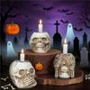 Easy Use Resin Halloween Skull Candle Holder, Table Decor Centerpiece Candlestick, Spooky Creepy Crafts