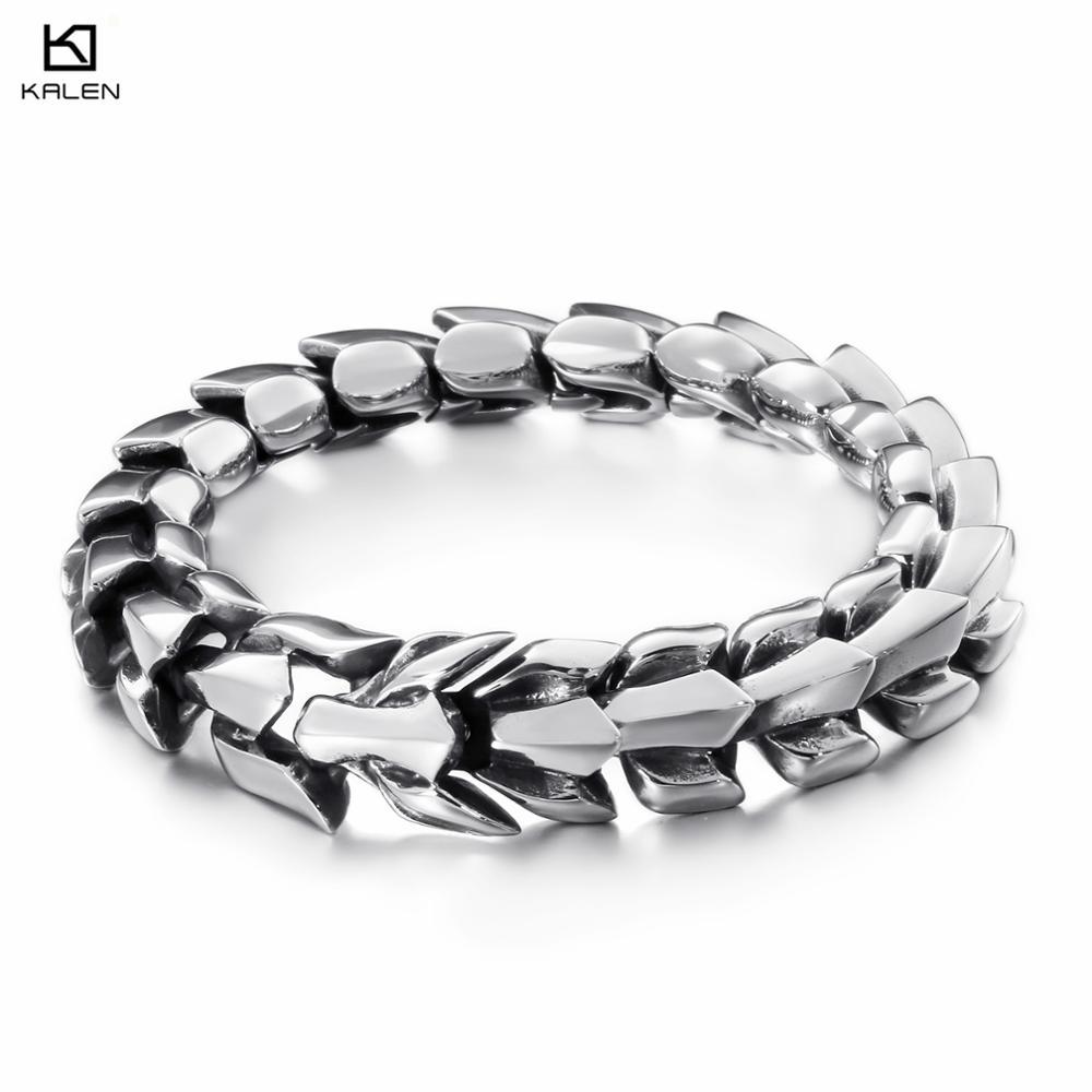 KALEN High Polished Arrow Shaped Bracelet Men 22cm Stainless Steel Bike Chain Bilezik Boho Male Jewellry Accessories