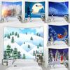 Kerst Sneeuwvlok Print Wandtapijt Kerstboom Print Polyester Huisdecoratie Tapijt Muurdecoratie Achtergrond Tapisserie de Noël