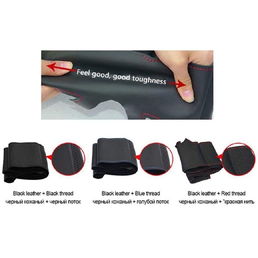 Anti-Slip Car Accessories Black Leather Car Steering Wheel Braid Cover For BMW M Sport M3 E90 E91 E92 E93 E87 E81 E82 E88 X1 E84
