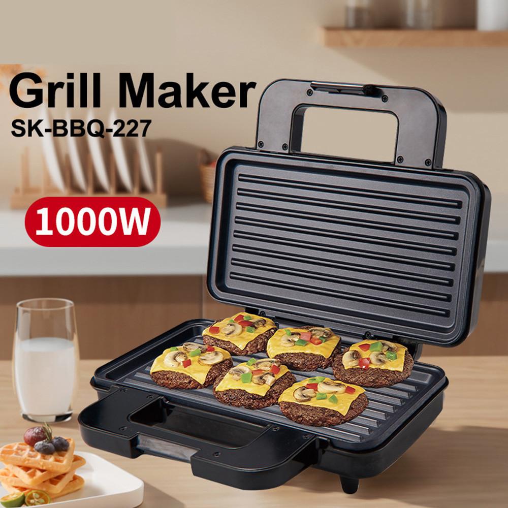 1000W High Power Electric Sandwich Maker Double Side Heating Grill Maker Kitchen Anti-stick Plate Breakfast Machine