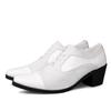 New Fashion Black White Men's Dress Shoes Pointed Leather High Heel Shoes Men Height Increasing Wedding Shoes Men Zapatos Hombre
