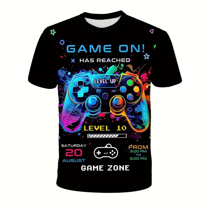 Nova Camiseta Gráfica de Jogo Estampada em 3D Para Homens Crianças Primavera Mangas Curtas Tops GamePad Verão Rua Casual Camisetas