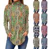 Tee Shirts For Women Fall Casual Long Sleeve Shirts Sweatshirt Vintage Printed High Neck Top Pullover