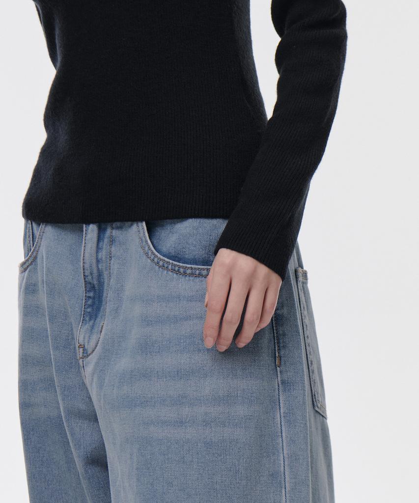 MUSINSA STANDARD WOMAN Women'S Ribbed Slim Crew Neck Knit [Black]