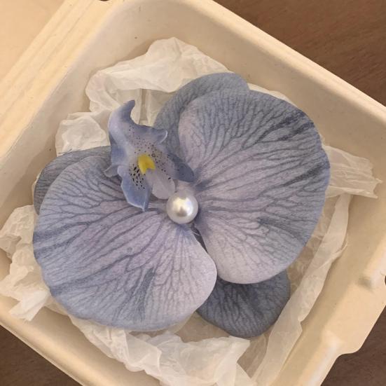 Girl Hairpin Imitation Pearl Embellishment Chinese Style Phalaenopsis Shape Hair Clip Stable Grip No Damage Side Hair Pin