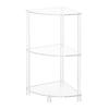Clear Sturdy Acrylic Corner Shelf Three Tiers Side Table Accessory for Living Room or Bedroom Space Saving Designs
