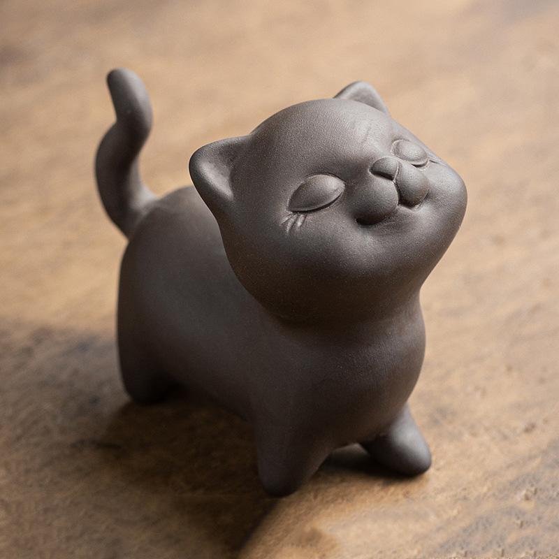 Purple Sand Cute Kitten Animal Miniature Model  Desktop Ornaments Handmade Sculpture  Home Office Car Figurine  Featured Gift