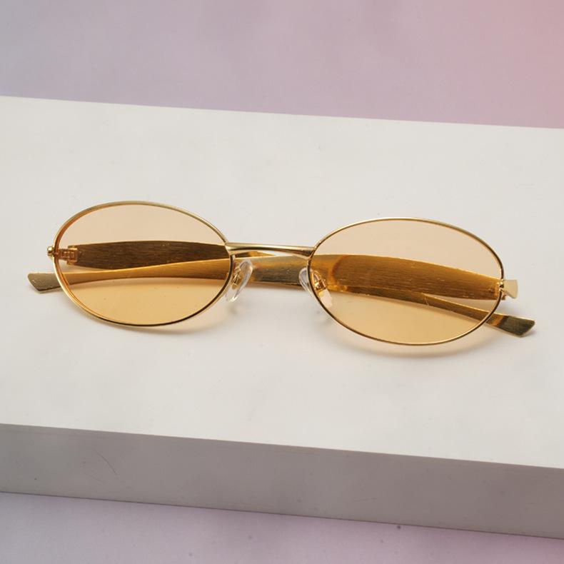 Oval Frame Rimless Cut Edge Sunglasses Fashion UV400 Small Frame Eyewear Gafas De Sol Personality Design
