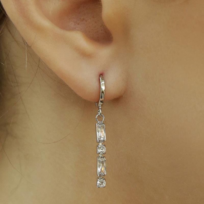 Shertz Cubic Drop One-Touch Earrings (14k)