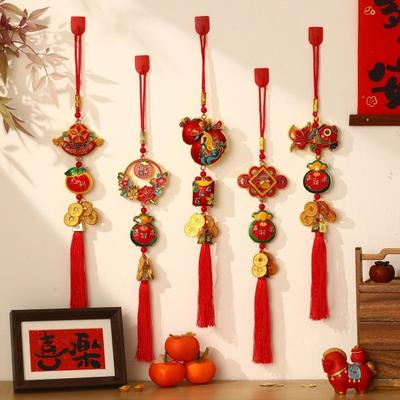 Chinese New Year Decorations 2026 Year of Horse Lucky Charm with Tassel Feng Shui Hanging Pendants for Wealth Good Luck