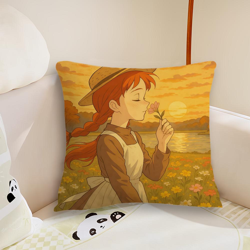 Cartoon Manga Cute Gables Cushion Cover Pillow Case Plush Fabric Soft Double Sided Print Sofa Cushion Cover Throw Pillow Covers