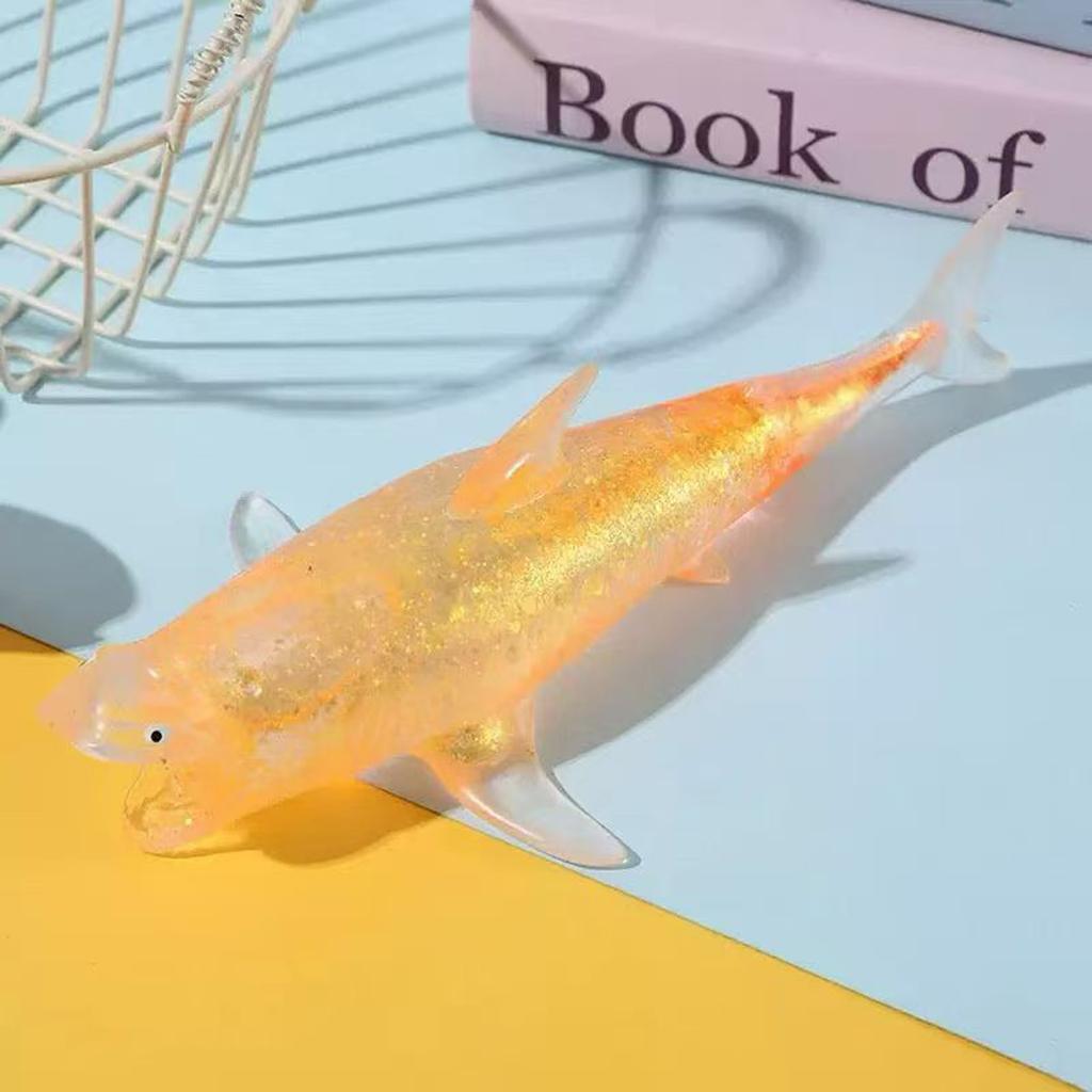 Translucent Fish Toy, Soft Stress Relief Toy With Glitter For Kids And Adults