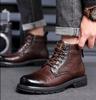 Luxury Quality Designer Vintage Leather Men Snow Boots Business Microfiber Leather Men Boots Lace Up Outdoor Motorcycle Boots