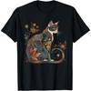 Katt Färgglada Blommönster Vintage Blommor Konst Kattälskare T-shirt