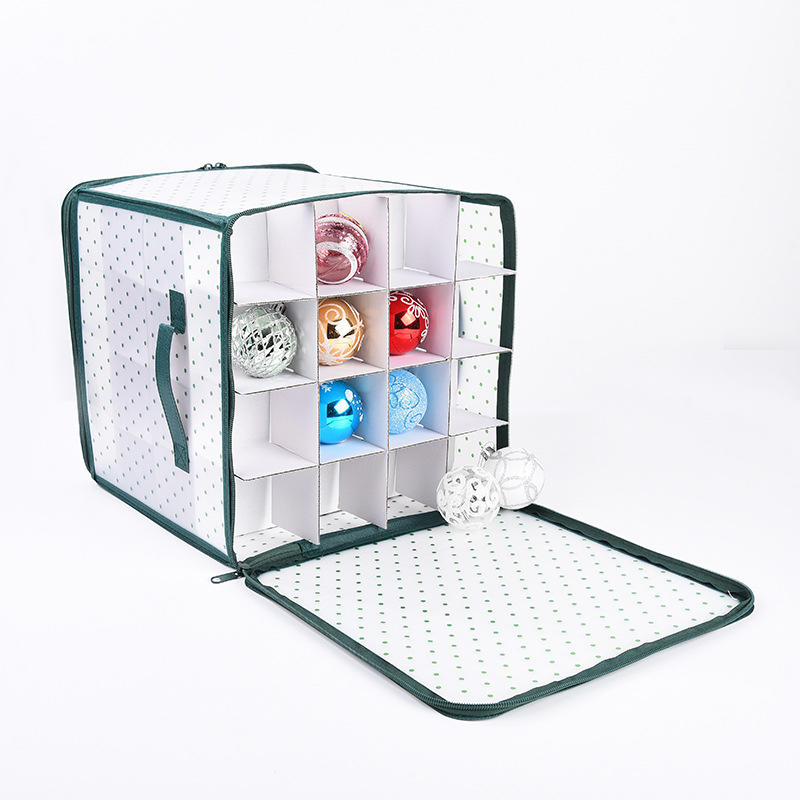 Foldable Christmas Ball Storage Box 64-Compartment Christmas Ornament Storage Organizer With Handles Organizing Decorations