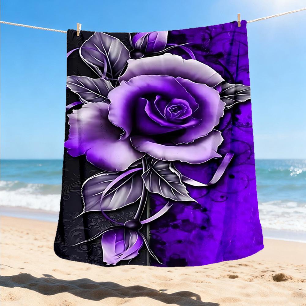 1pc Purple Rose Outdoor Blanket - Lightweight Flannel Throw For Travel, Camping, Gifts For Family Or Friends yy251114259