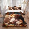 3pcs Anime Teddy Bear Bedding Set - Includes One Quilt Cover and Two Pillowcases (No Core) - Home Decor, Festival Gift, Polyester Fabric, Ca
