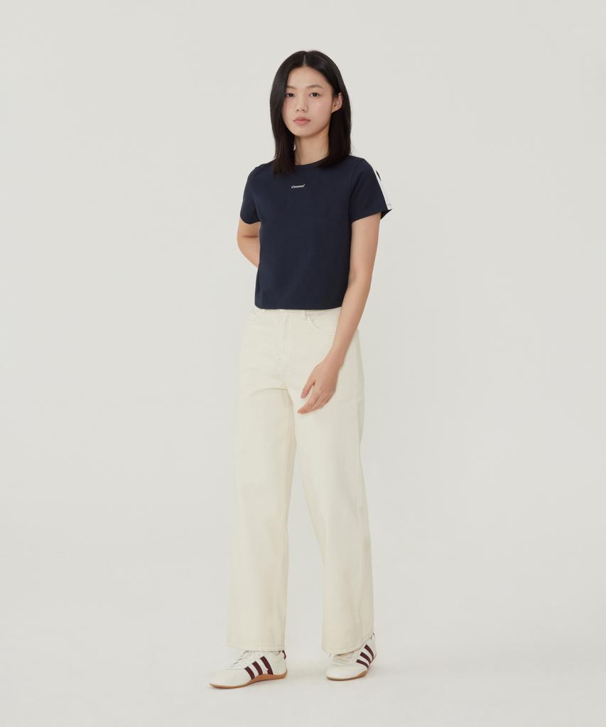 COVERNAT WOMAN Comfort Crop T-Shirt Navy