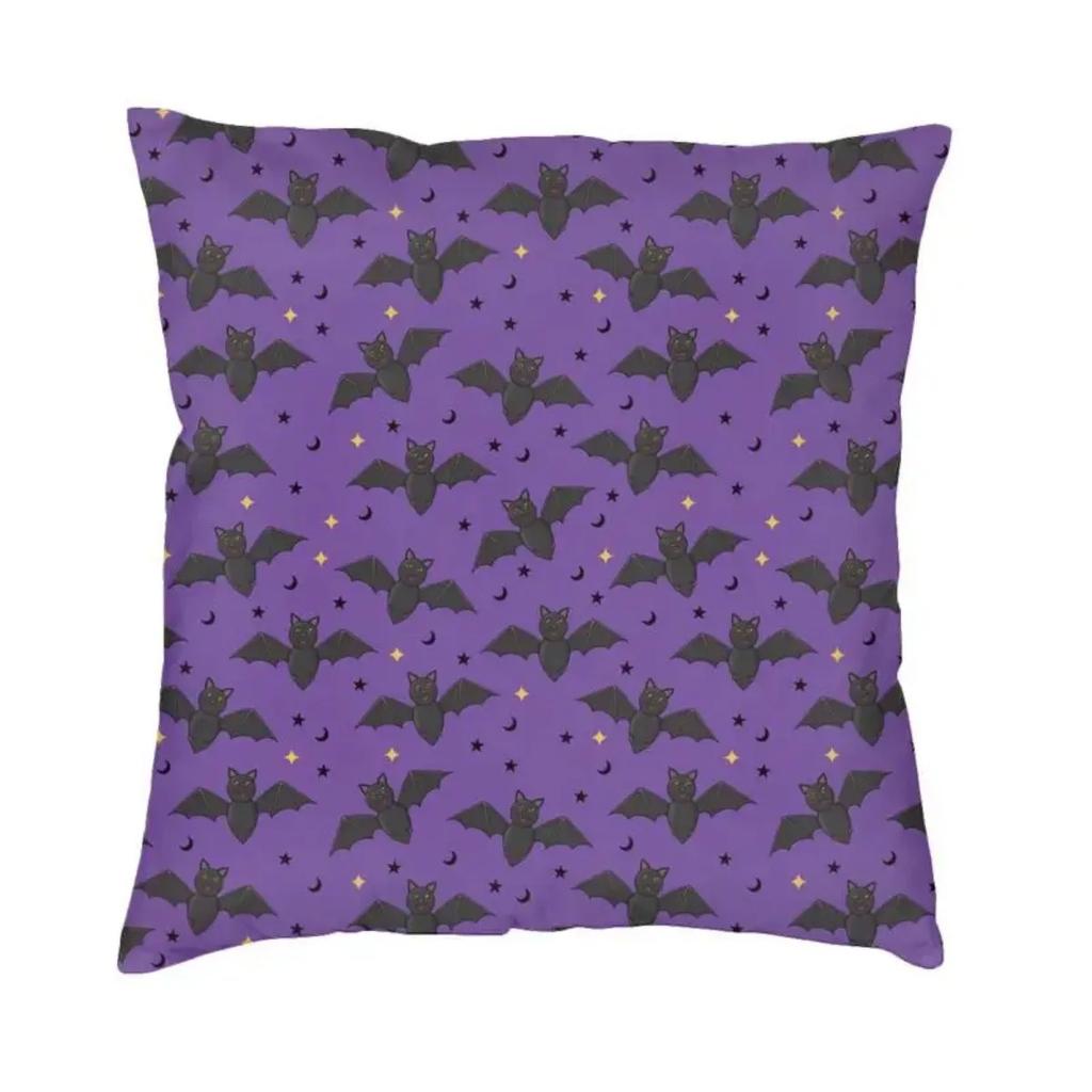 Pastell Goth Rosa Schwarze Fledermäuse Nordischer Dekokissenbezug Home Dekorative Halloween Hexe Stuhlkissen 45x45cm Kissenbezüge