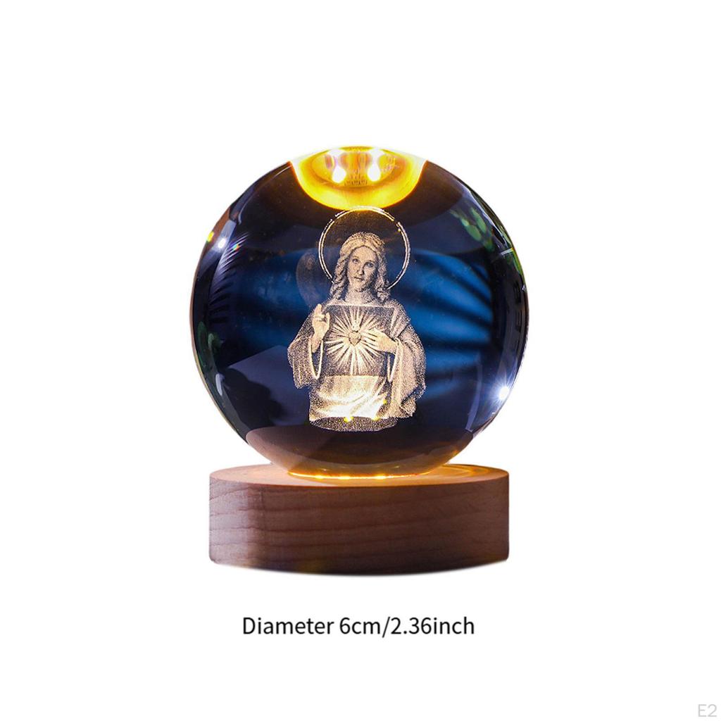 Ball Light with Wooden Stand, Table Ornament for Living Space