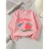 European Sizes Girls Crew Neck Sweatshirt Feeling Berry Good Strawberry Design, Soft Cozy Pullover, Warm Casual Outfit