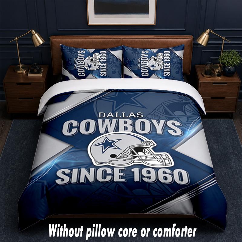 Dallas Cowboys Design Bed Bedding Set 1 Duvet Cover + 2 Pillowcases Soft Breathable Household Bed Linens